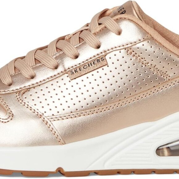 Women's Rose Gold Sneaker Leather & Rubber Sole Air-Cooled Memory Foam - Picture 5 of 8